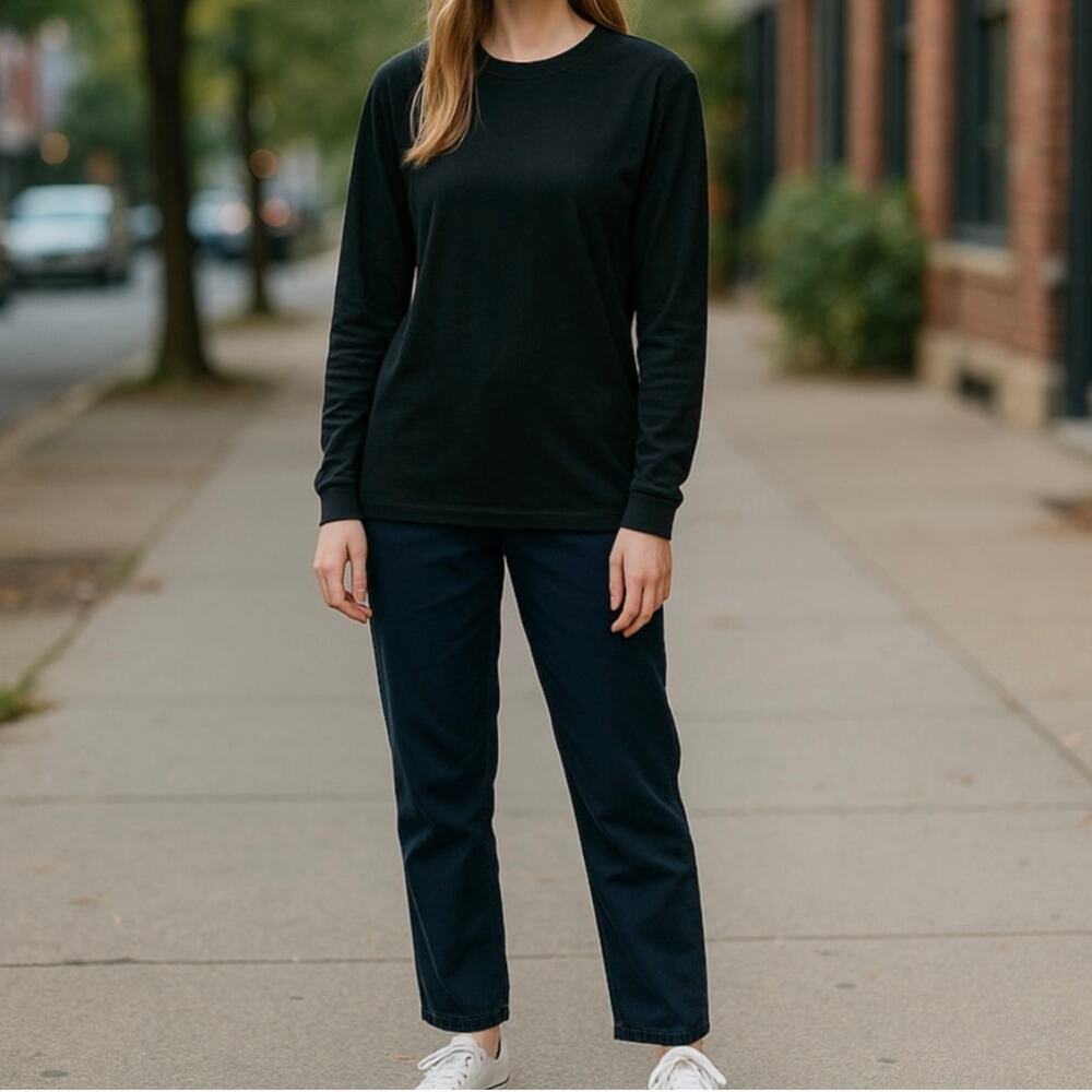 Richer Poorer Black Relaxed Cotton Long Sleeve Top